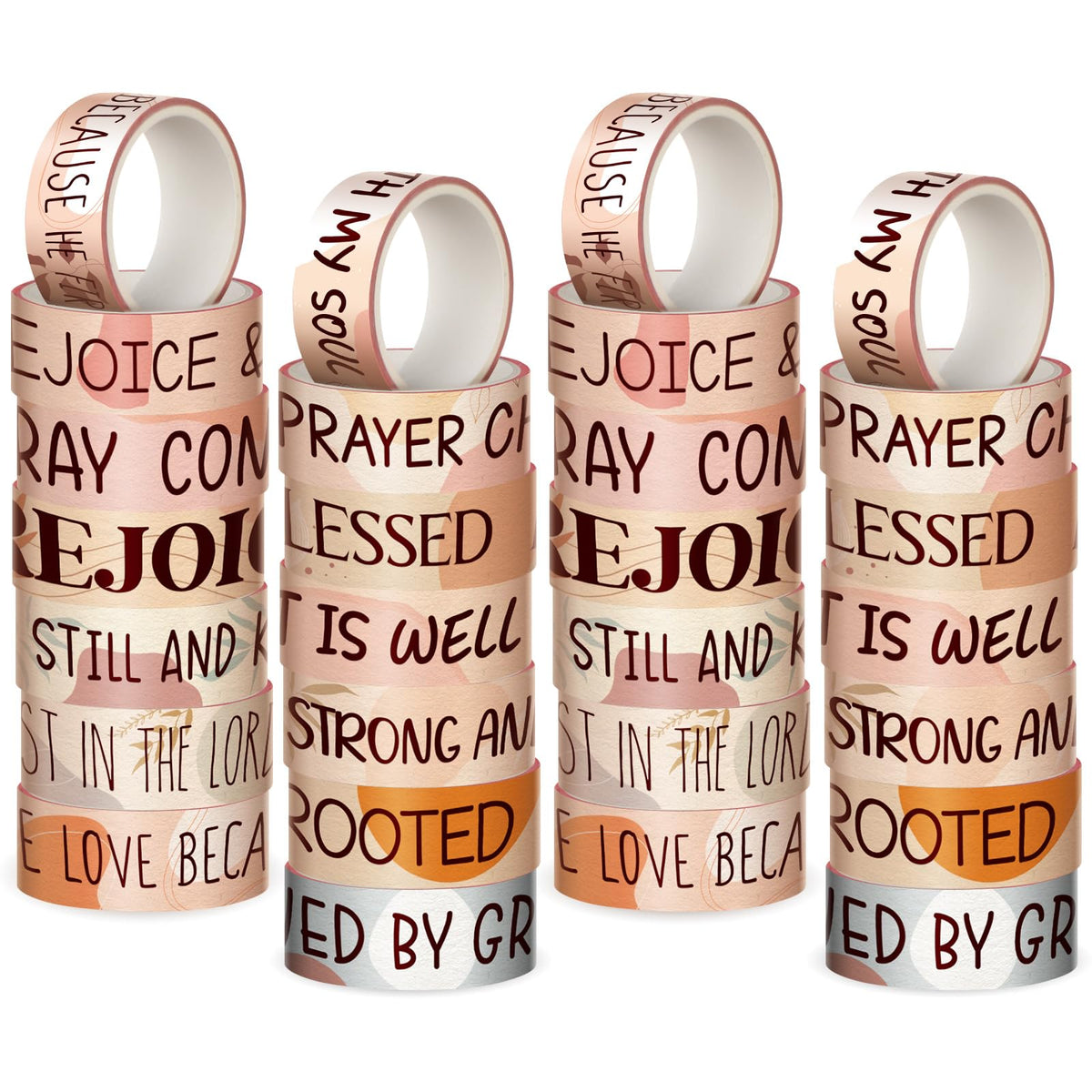 Janlaugh 24 Rolls Christian Washi Tape Gifts, Boho Faith Religious