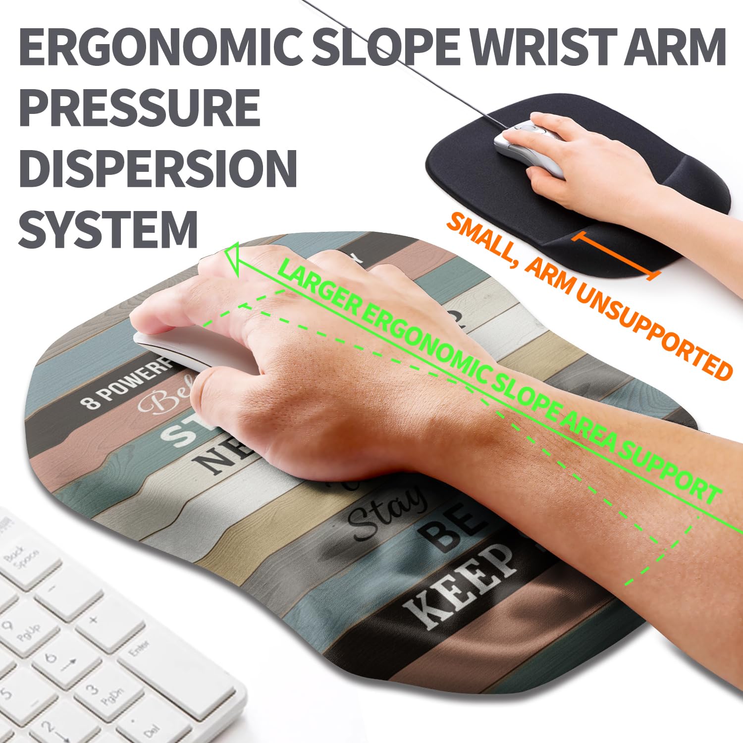 Armanza Ergonomic Slope Mouse Pad Wrist Support, Wrist Rest Mousepad for Carpal Tunnel Pain Relief