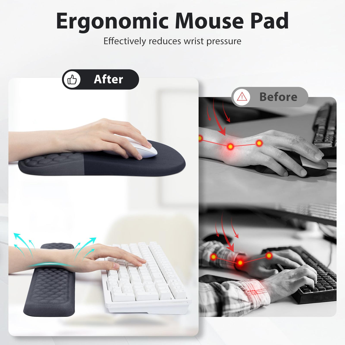 EYROZILL 3 in 1 Ergonomic Mousepad with Wrist Rest, Gaming Keyboard Mouse Pad with Wrist Support
