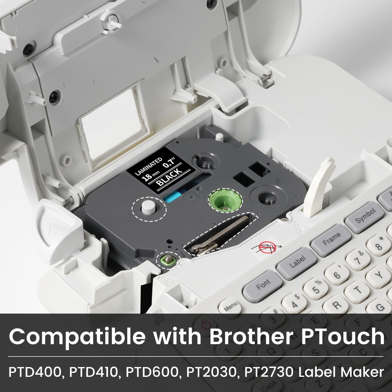 18mm 3/4" White on Black Label Refill Compatible with Brother PTouch TZe345