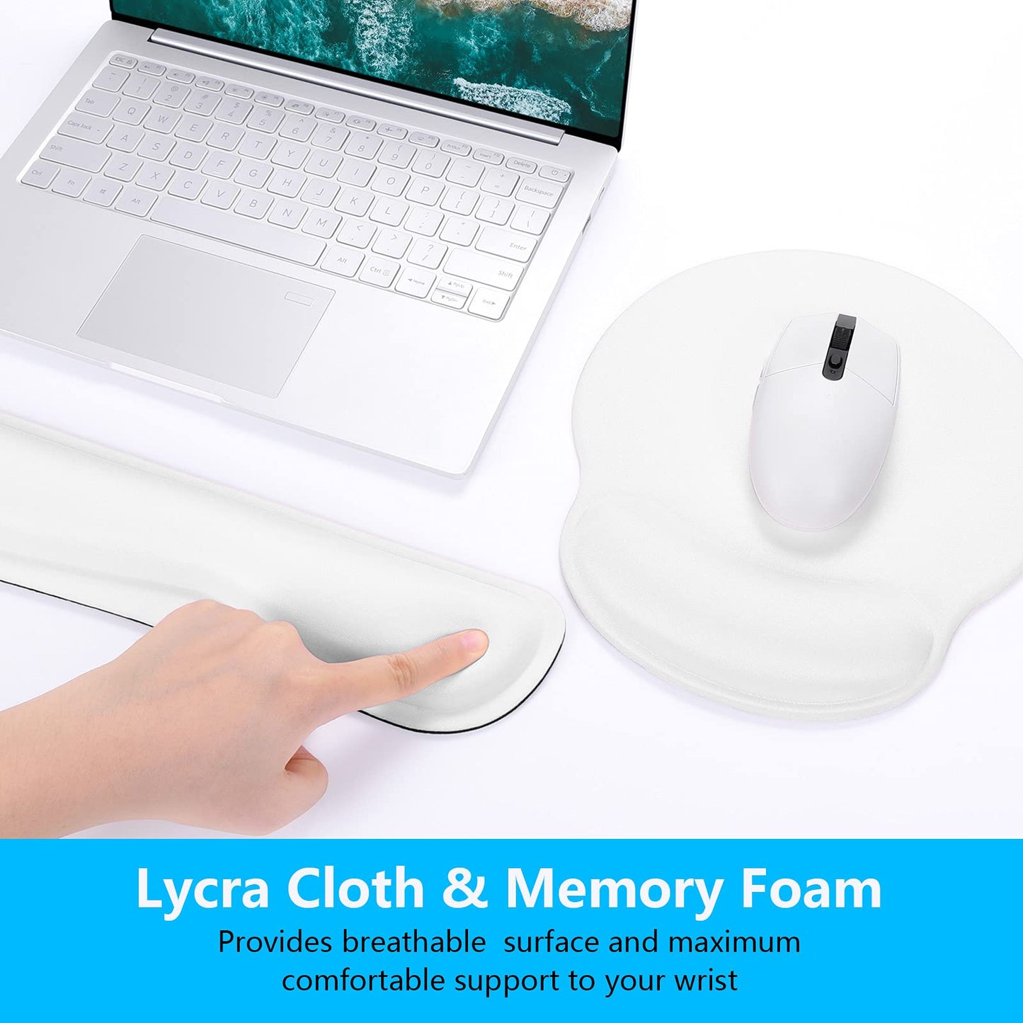 Dapesuom Keyboard Wrist Rest and Mouse Pad with Wrist Support, Memory Foam Cushion for Keyboard and