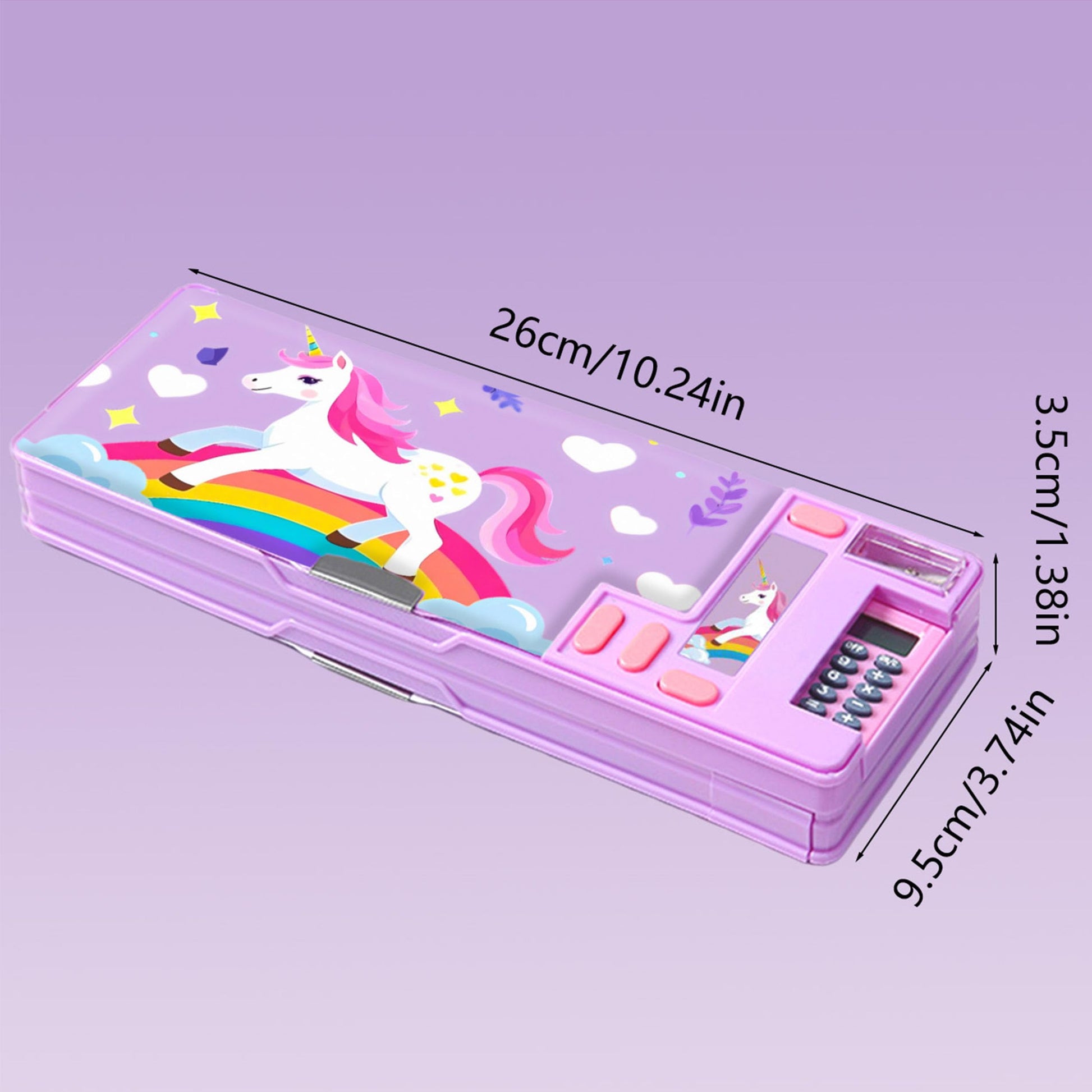 Pop Up Multifunction Pencil Case, Cute Cartoon Pen Box Organizer Stationery with Calculators
