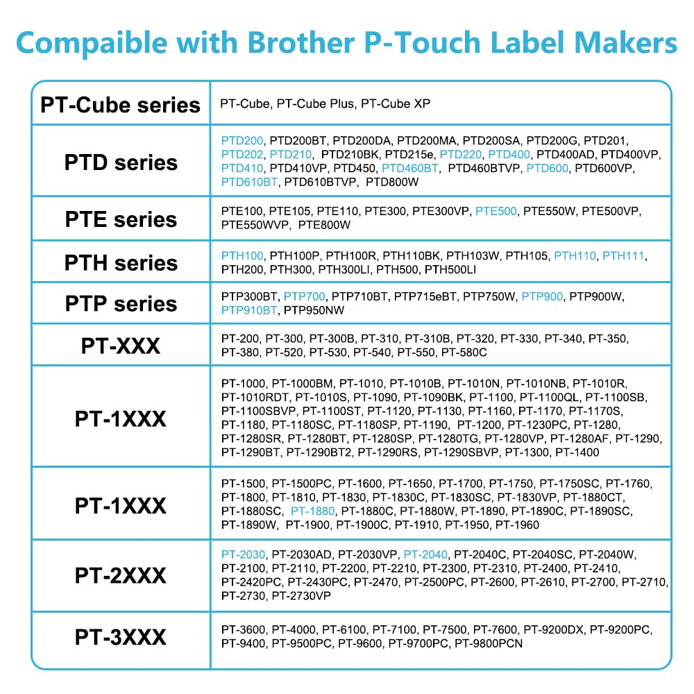 6 Pack Hehua Clear Label Maker Tape TZe-131 TZe131 TZ131 Black on Clear