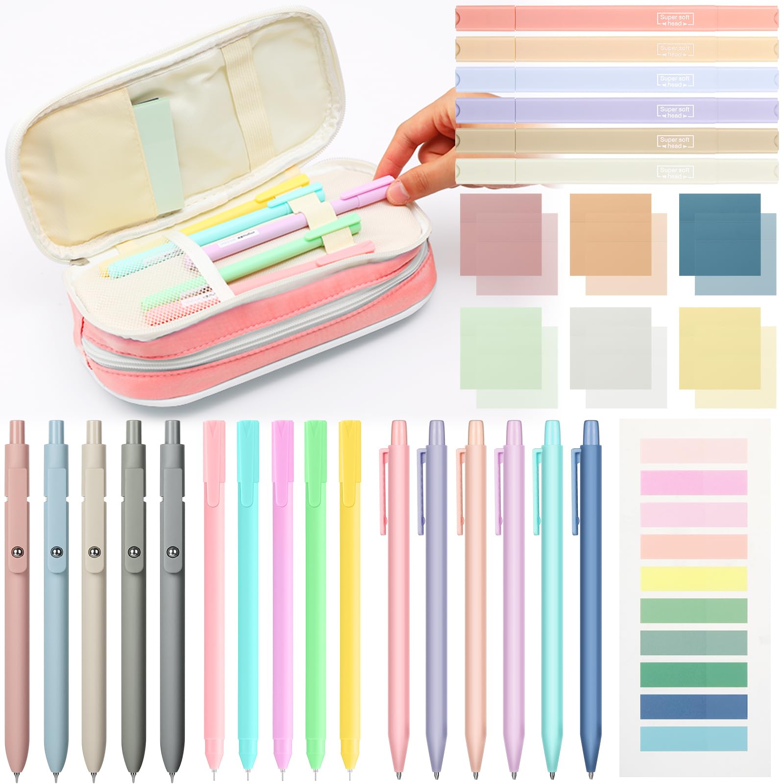 30 Pcs Aesthetic School Supplies for Stationary Essentials, Pink