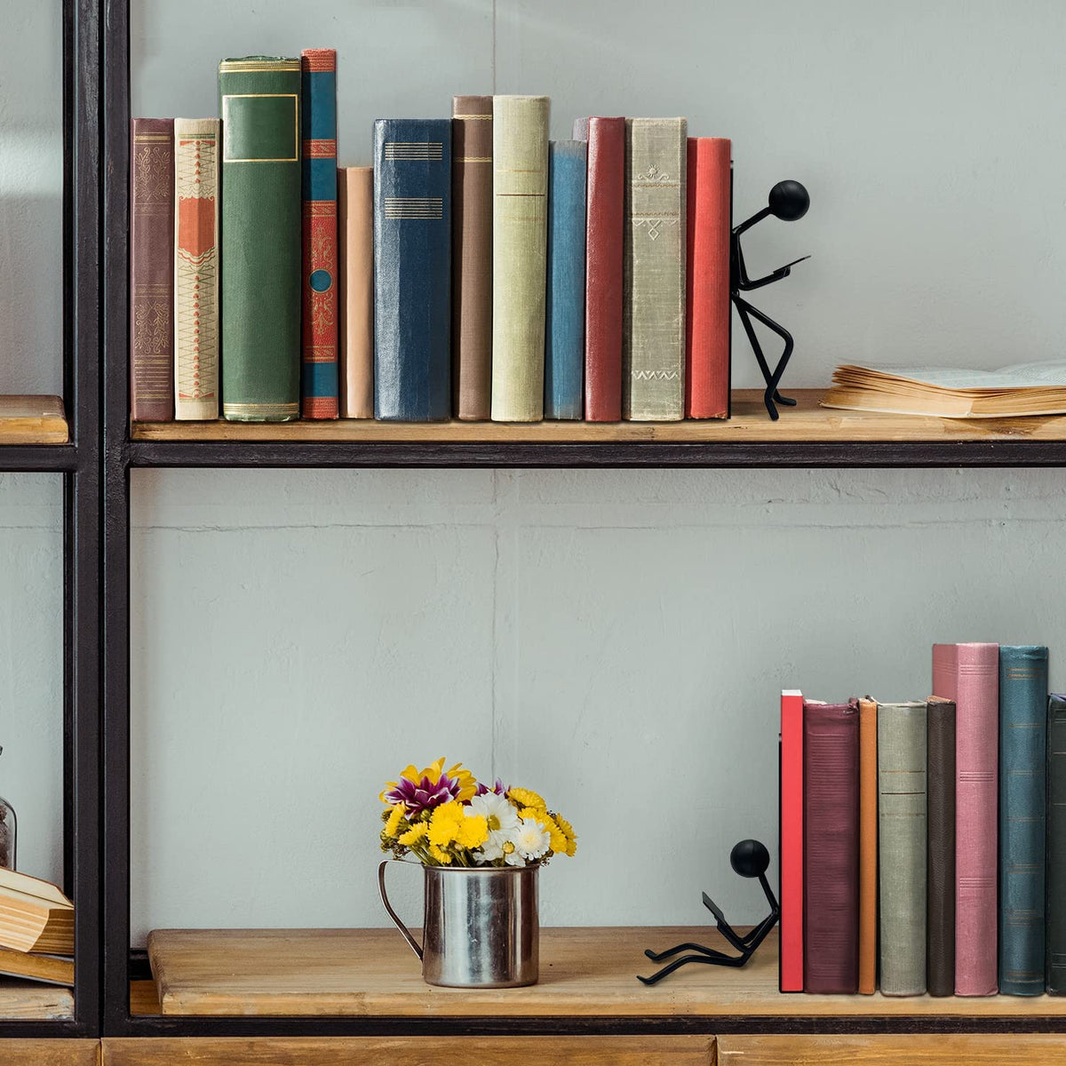 Ottimo Heavy Duty Metal Unique Office Desk Bookends for use as Bookshelf Decor, Home, Office or