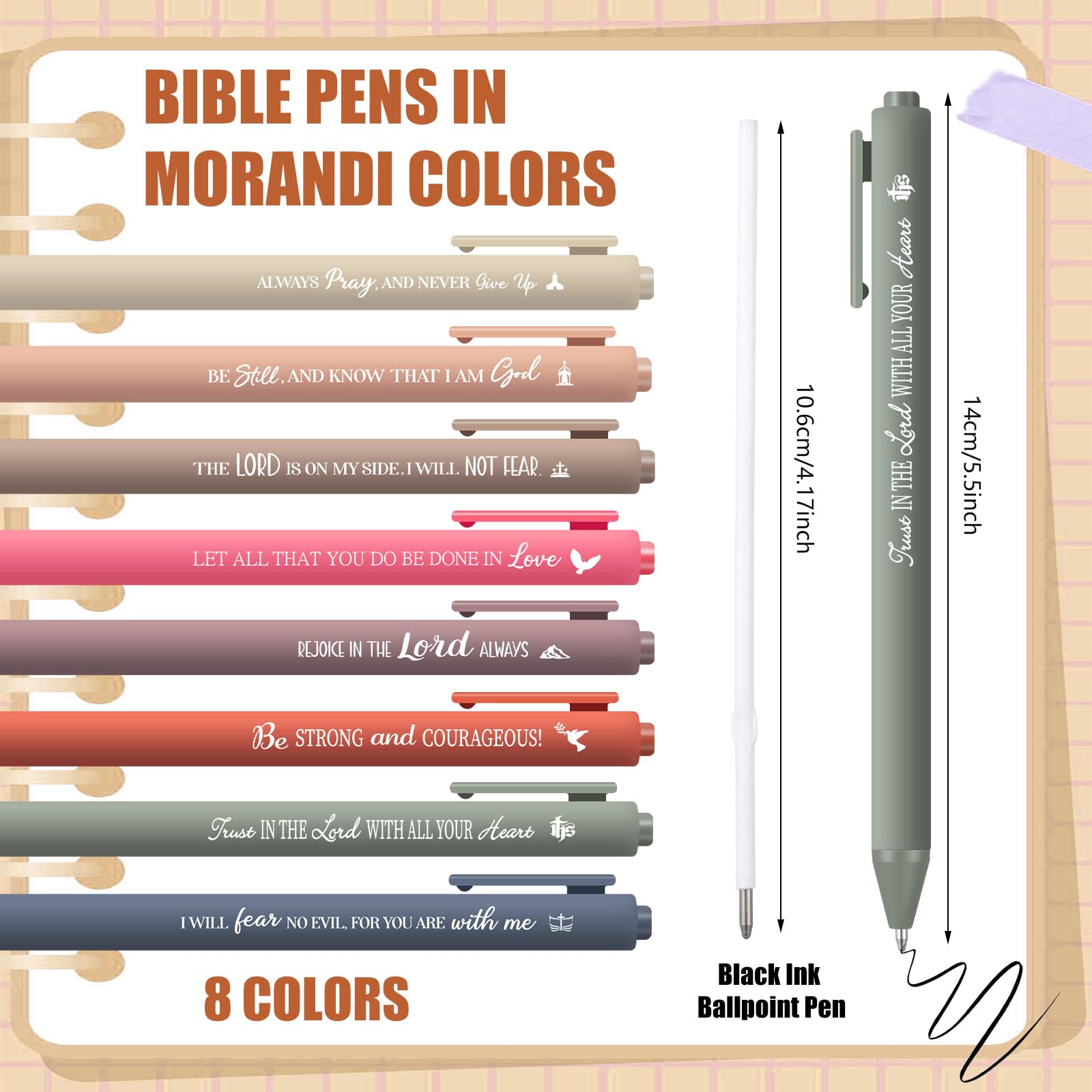 Sayglossy 80 Pcs Bible Verse Pens Christian Ballpoint Pens Inspirational Quotes Writing Tool Small