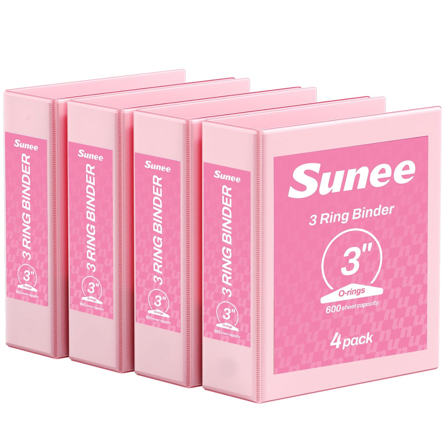 SUNEE 3 Ring Binder 3 Inch 4 Pack, 3" Clear View Binder Three Ring PVC-Free (Fit 8.5x11 Inches) for