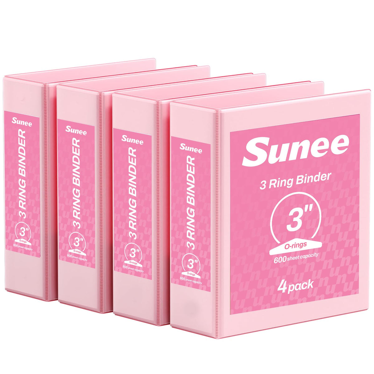 SUNEE 3 Ring Binder 3 Inch 4 Pack, 3" Clear View Binder Three Ring PVC-Free (Fit 8.5x11 Inches) for