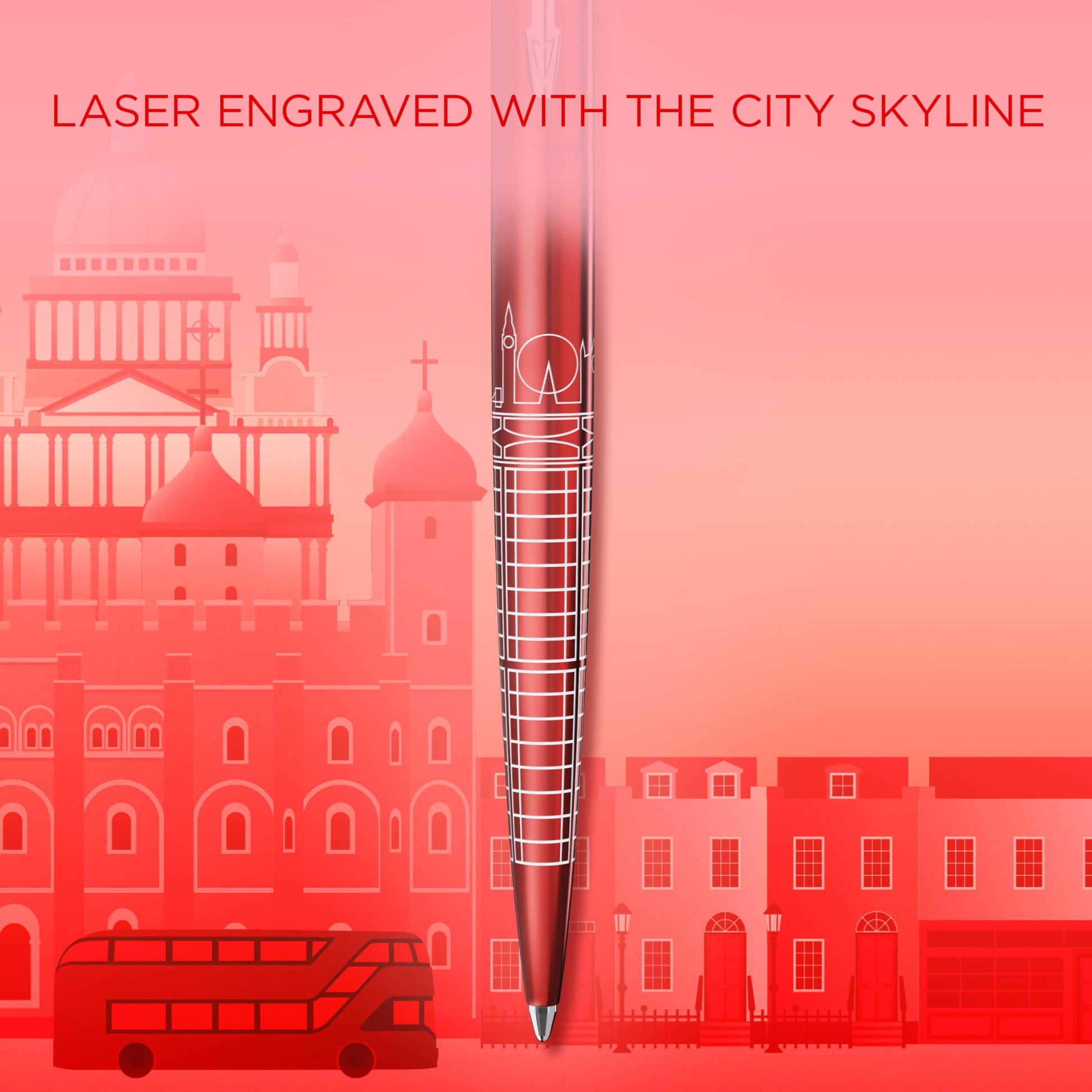 Parker Jotter Ballpoint Pen | Special Edition | London Red with Chrome Trim | Medium Point | Blue