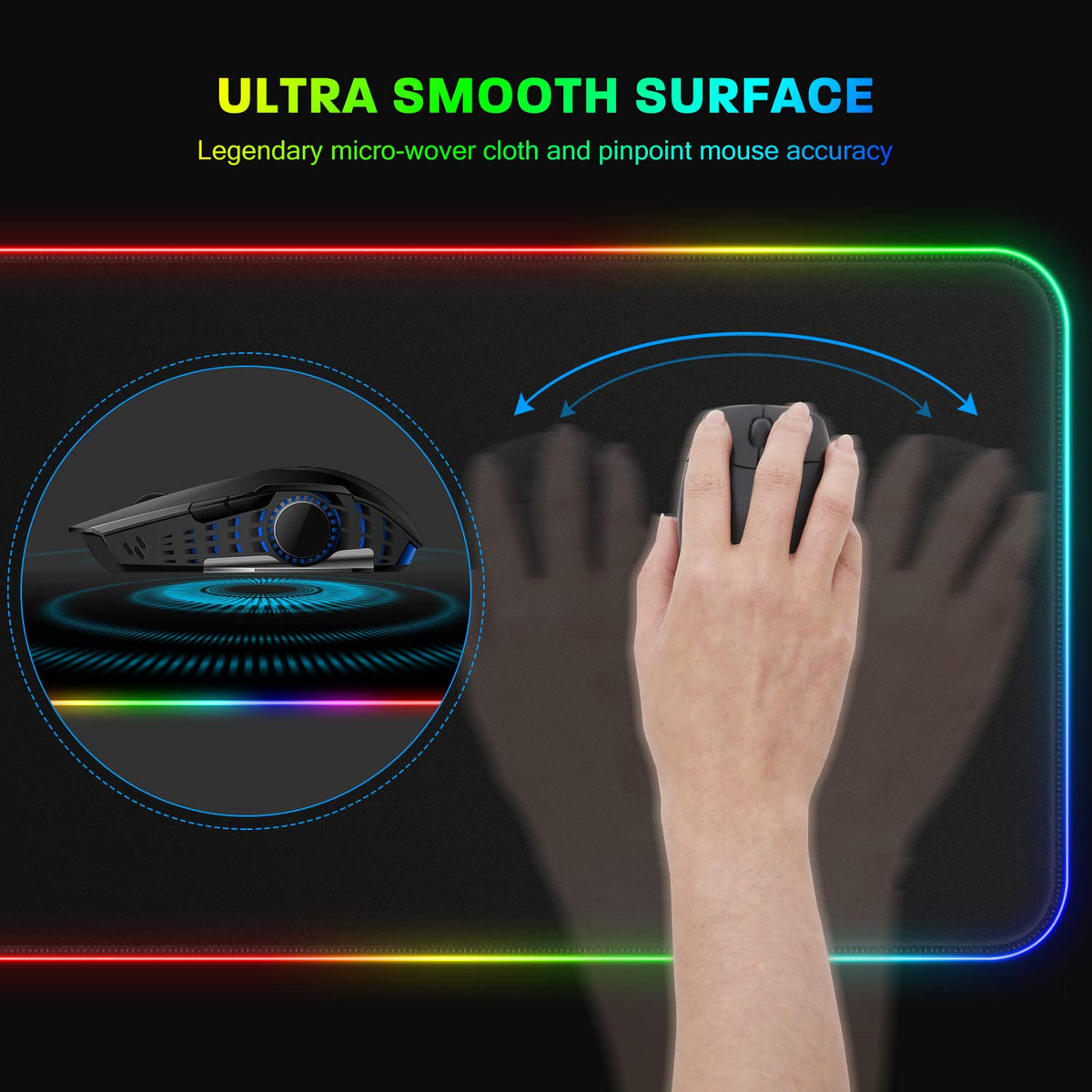 YXLILI Mouse Pad Gaming Large Mouse Pads for Keyboard and Mouse Extended RGB Mouse Mat, 12 Lighting