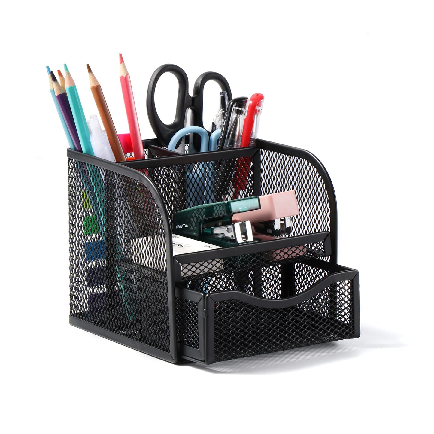 Vinabo Office Storage, Metal Mesh Desk Organizer, Desk Pencil Holder with 4 Sorting Compartments