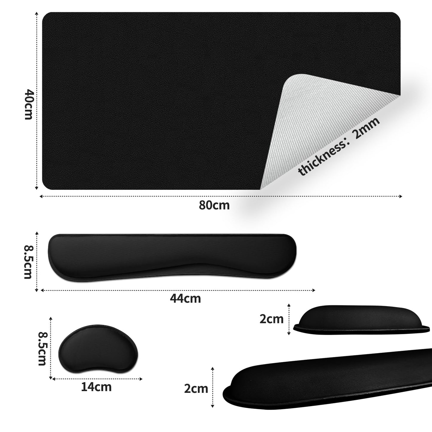 Meetcolor Desk Mat Set,3-in-1 Mouse Pad with Wrist Rest and Keyboard Pad