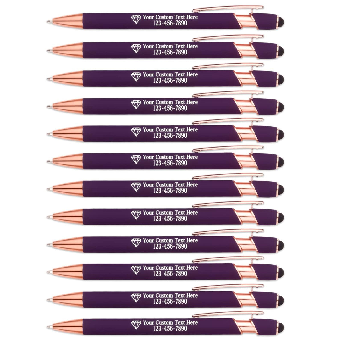 NGTSFLY 12 pcs Personalized Pens with Name or Logo Black Ink Custom Ballpoint Pen with Free