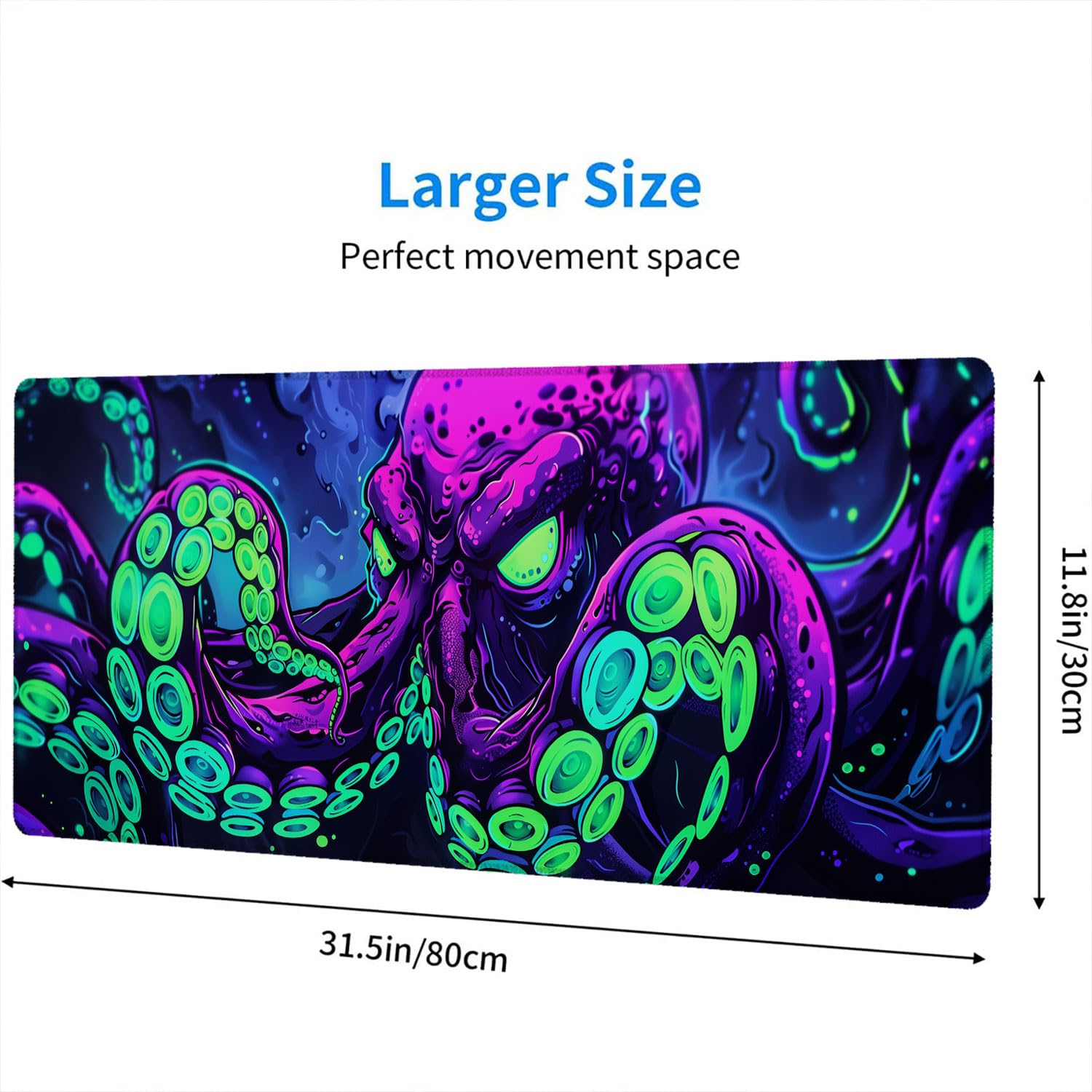Octopus Desk Mat Gaming Mouse Pad Neon Cthulhu Monster Cool XL Mouse Pad Large Mousepad Extended