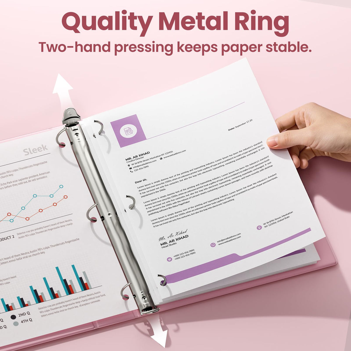 SUNEE 3 Ring Binder 3 Inch 1 Pack, Clear View Binder Three Ring PVC-Free (Fit 8.5x11 Inches) for