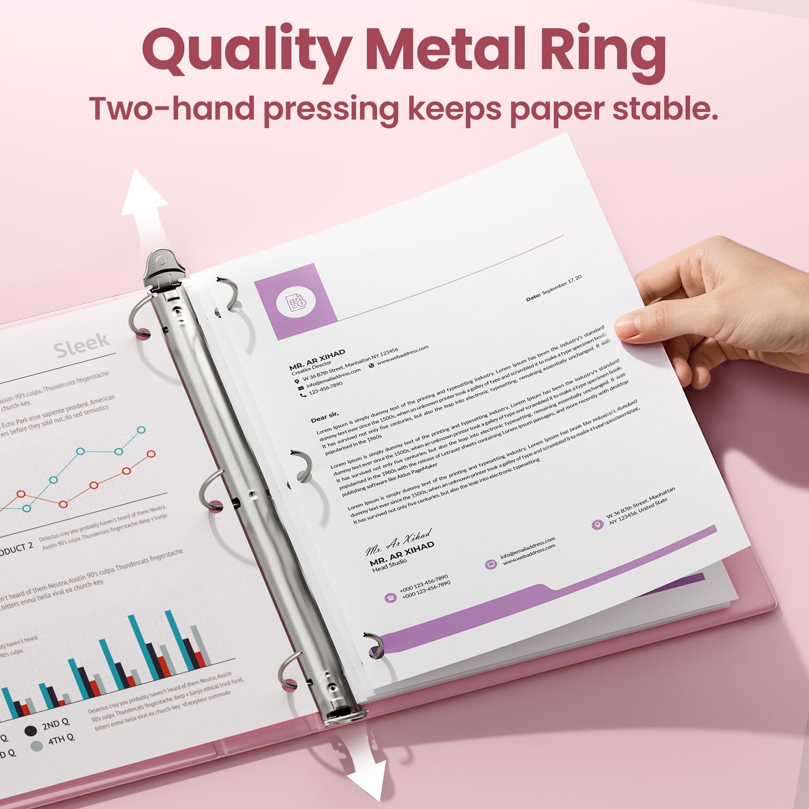 SUNEE 3 Ring Binder 3 Inch 1 Pack, Clear View Binder Three Ring PVC-Free (Fit 8.5x11 Inches) for