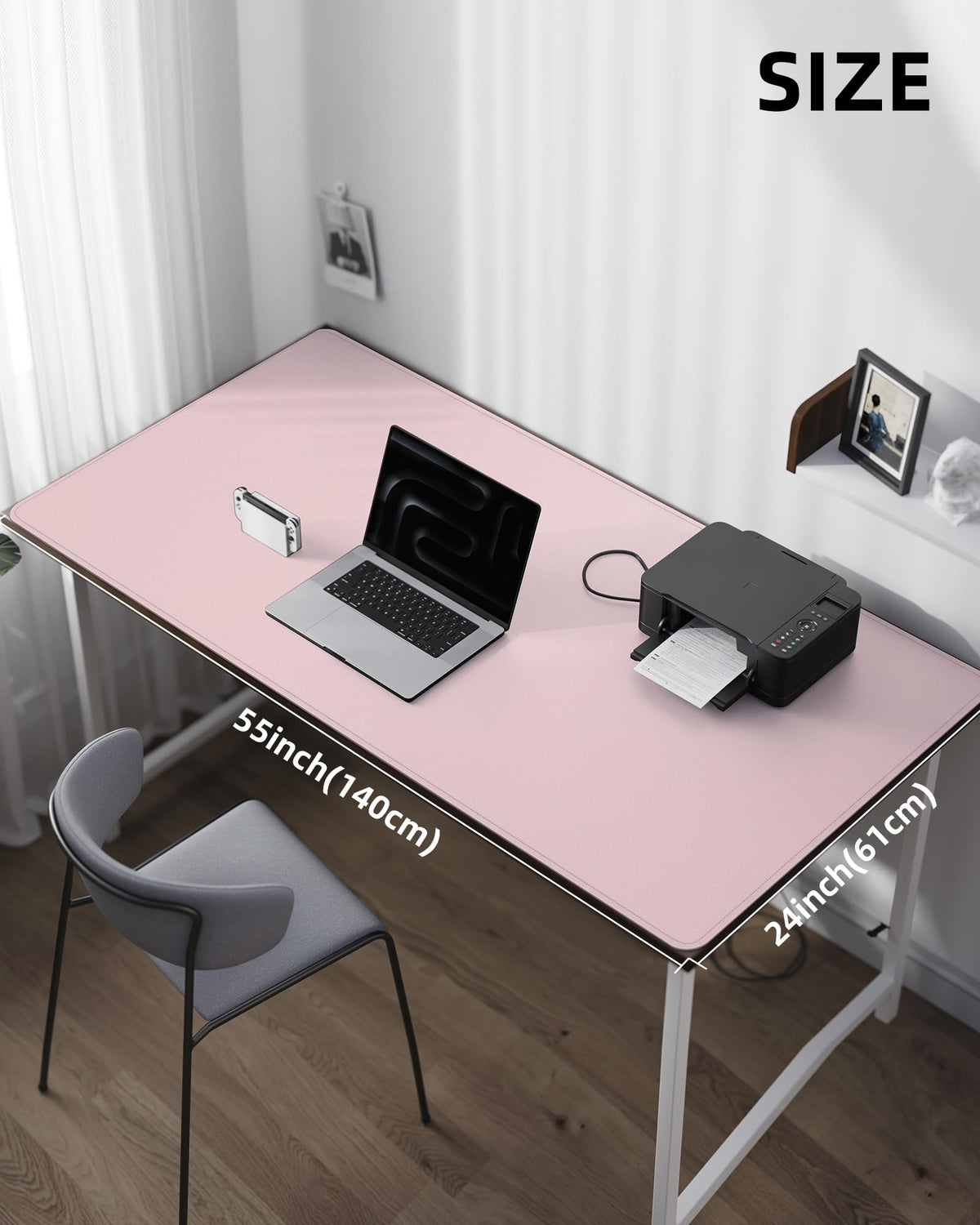 AFIING Large Desk Mat 55" x 24" - PU Leather Desk Pad Protector, Waterproof Non-Slip Extended Mouse