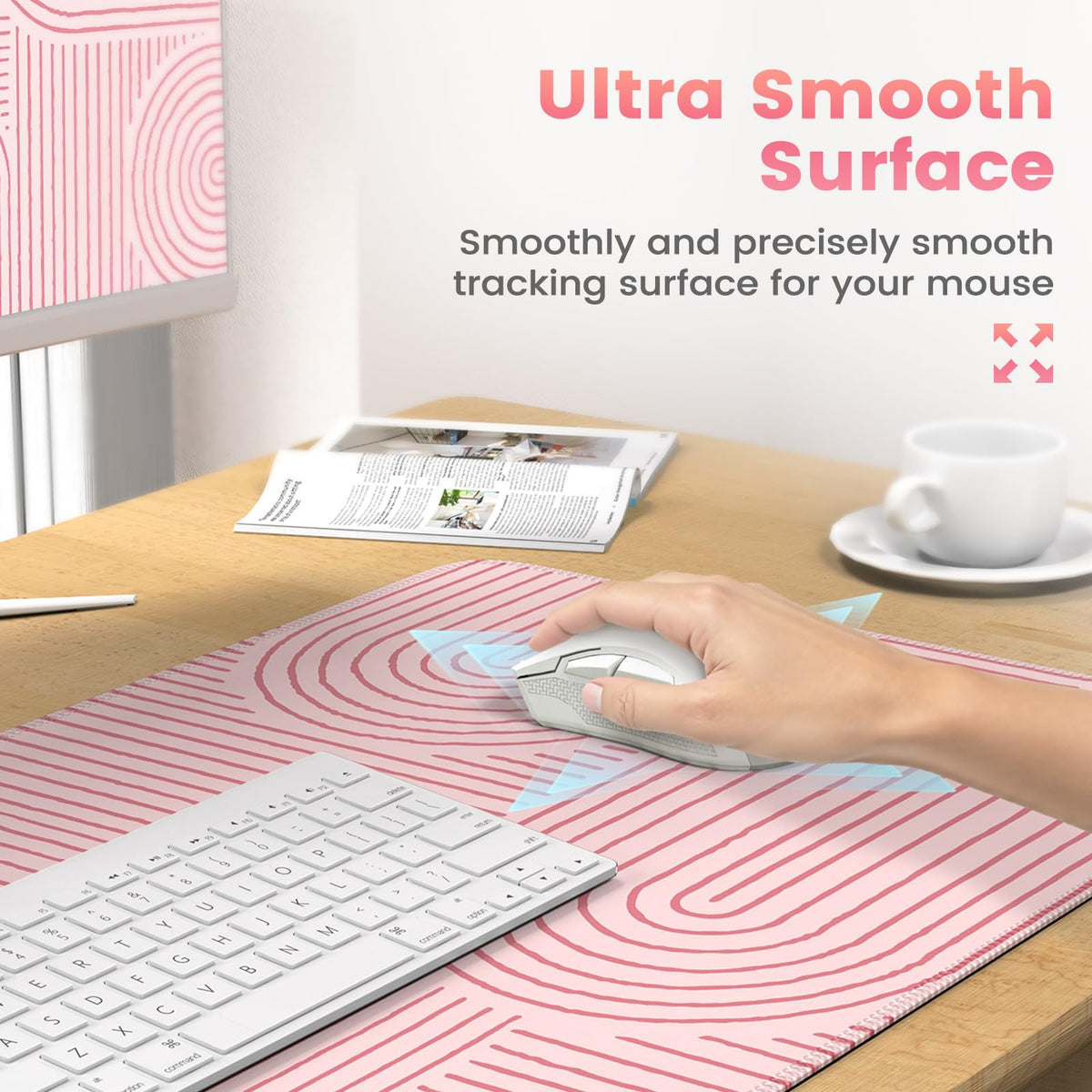 iCasso Pink Desk Matt for Desktop, Cute Desk Pad Mat, Large Mouse Pad