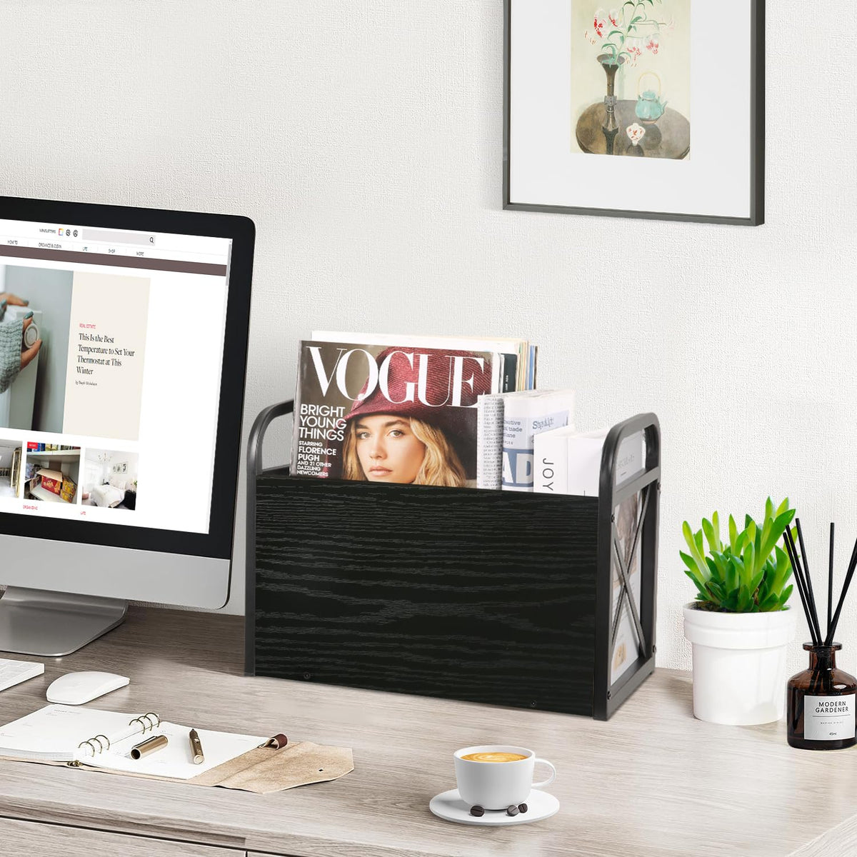 YINMIT Magazine Holder, Magazine Rack Floor, Magazine Storage Basket, Folder Organizer Bin for