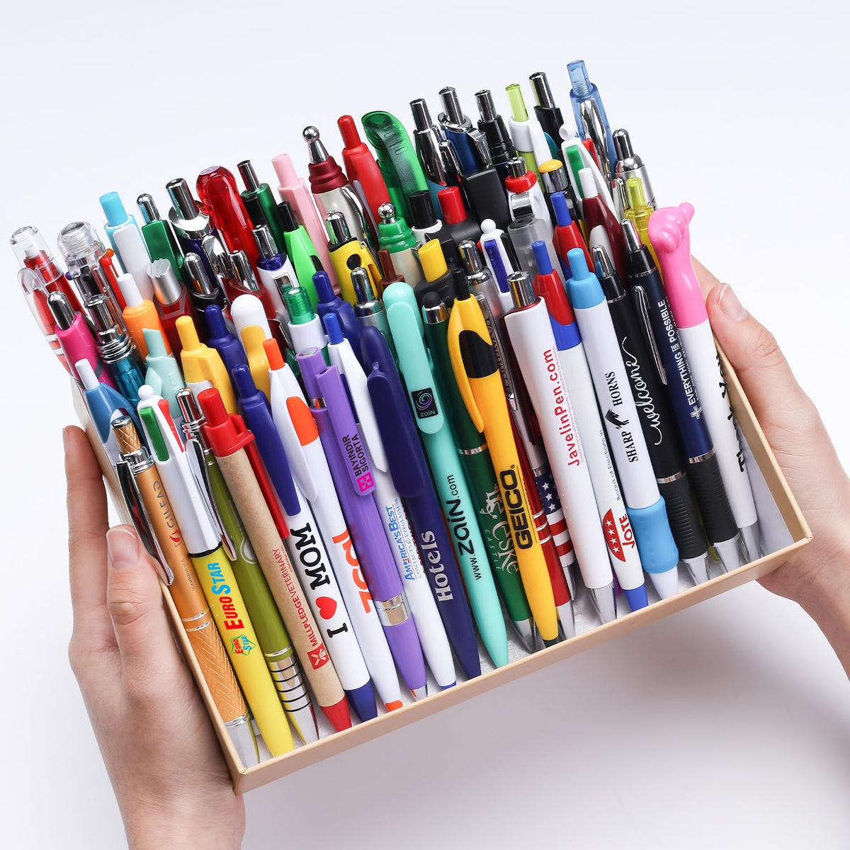 Sikao Ballpoint Pens Bulk, Wholesale Lot of 100 Misprint Pens, Blue & Black Ink Smooth Writing