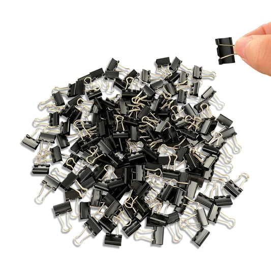Ykimok 240Pcs Mini Binder Clips, 5/8 inch(15mm), Paper Clamps Small Size for Office Supplies, Black