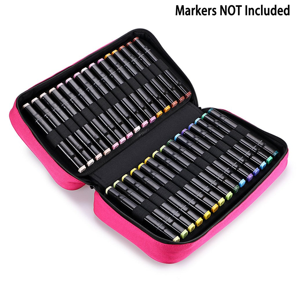 BTSKY Art Marker Carrying Case Lipstick Organizer-60 Slots Canvas Zippered