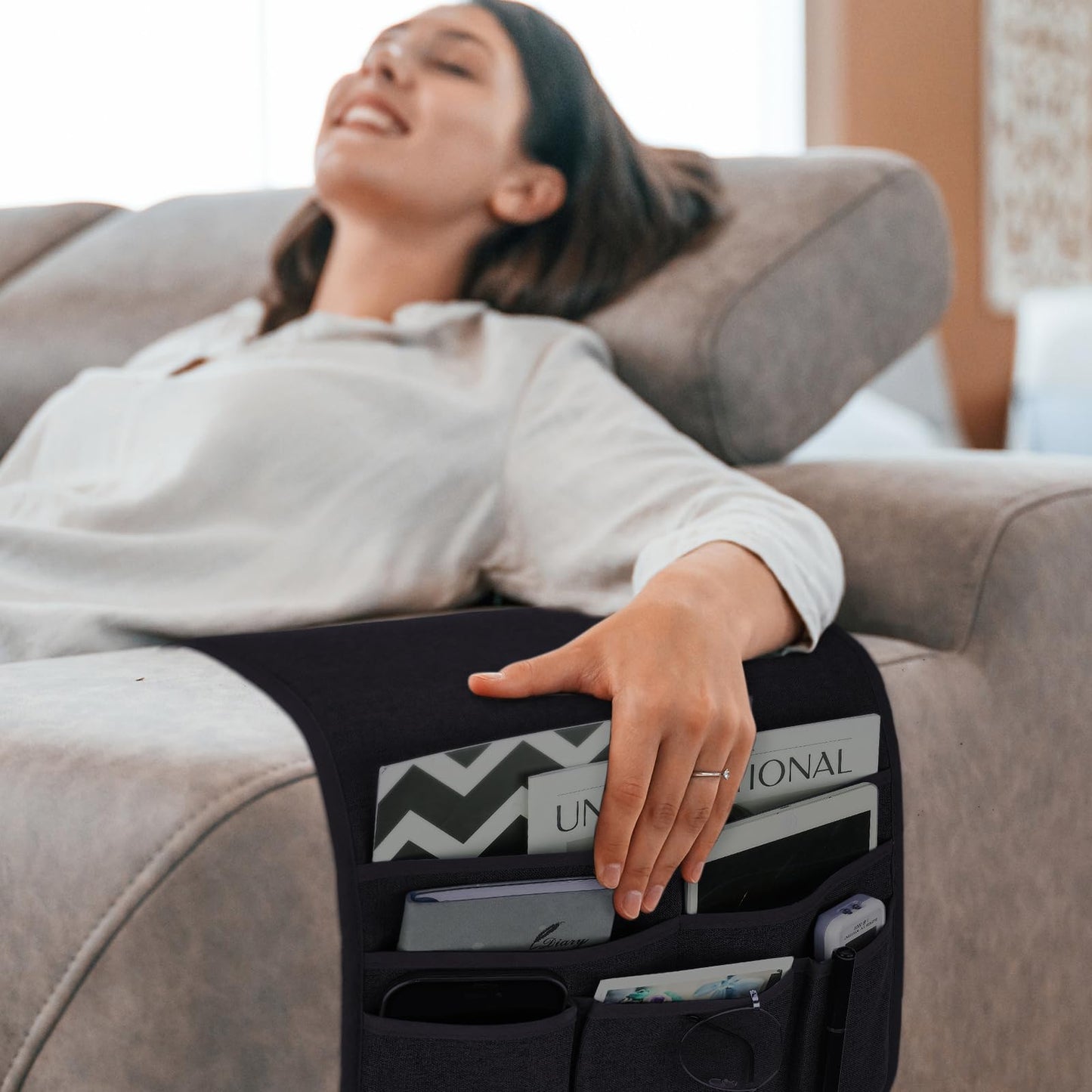 Teniux Remote Control Holder GRS Certified Armchair Caddy for Recliner Couch, Recycled Material