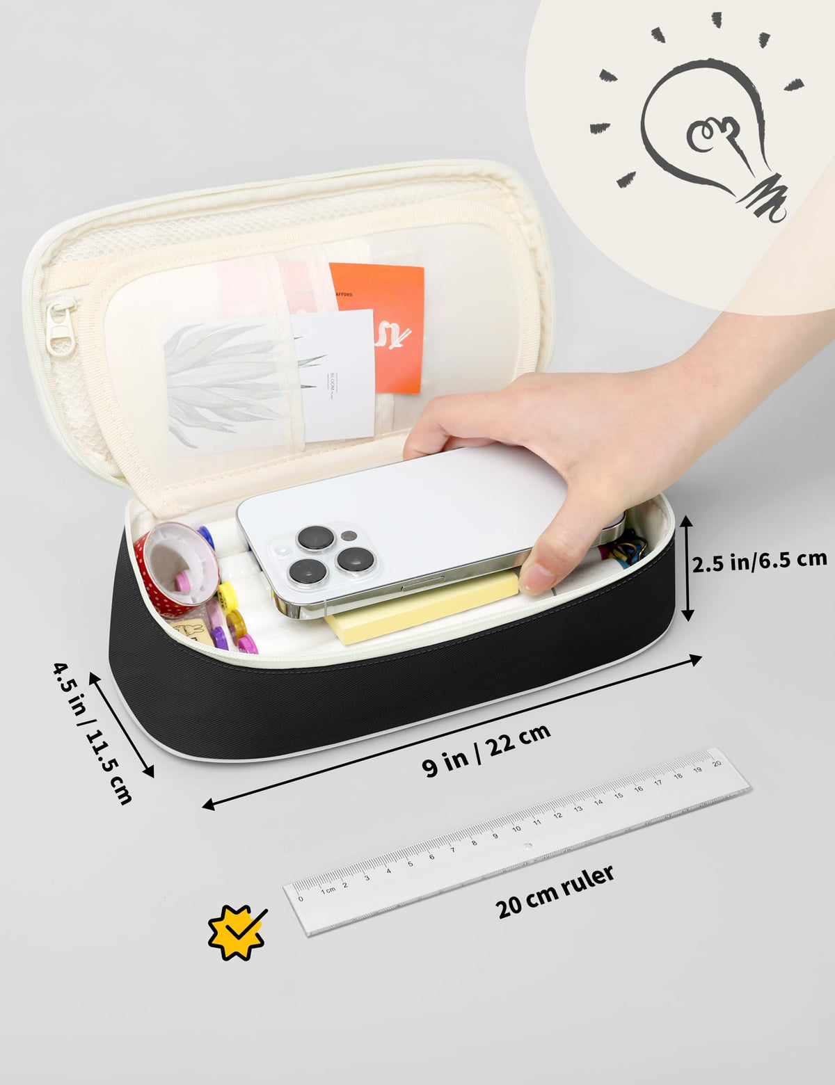 SUNEE Cute Pencil Case, Aesthetic Pen Pouch, Colored Large Pencil Bag with Zipper, Kawaii