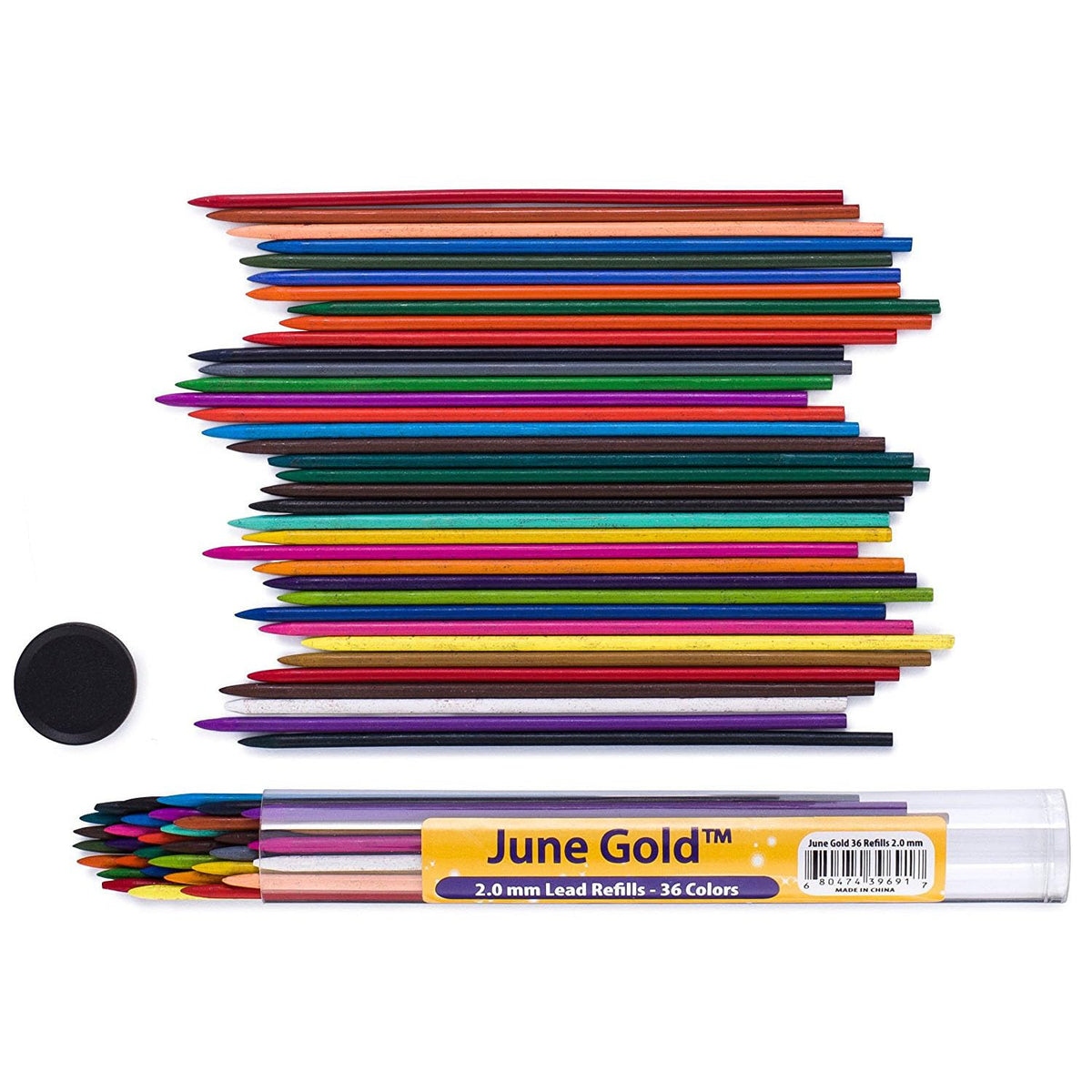 June Gold 36 Colored 2.0 mm Mechanical Pencils/w 36 Refills & 2 Sharpeners
