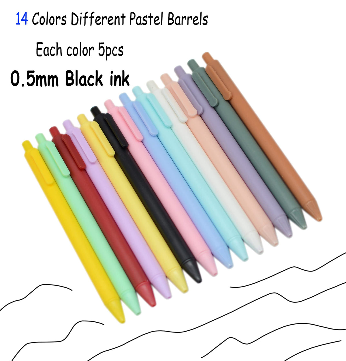 YYaaloa 70pcs Cute Pens Black Gel Ink Pens Retractable 0.5mm Gel Pens Bullet Point Nice Gifts Fun