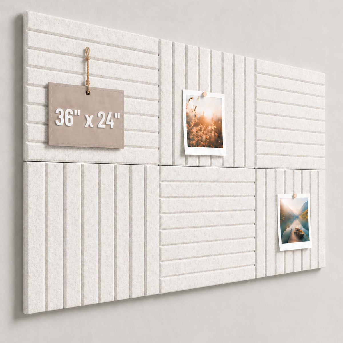 Baysola Stripe Felt Bulletin Board Tiles, Cork Board Alternative 24 x 36 in