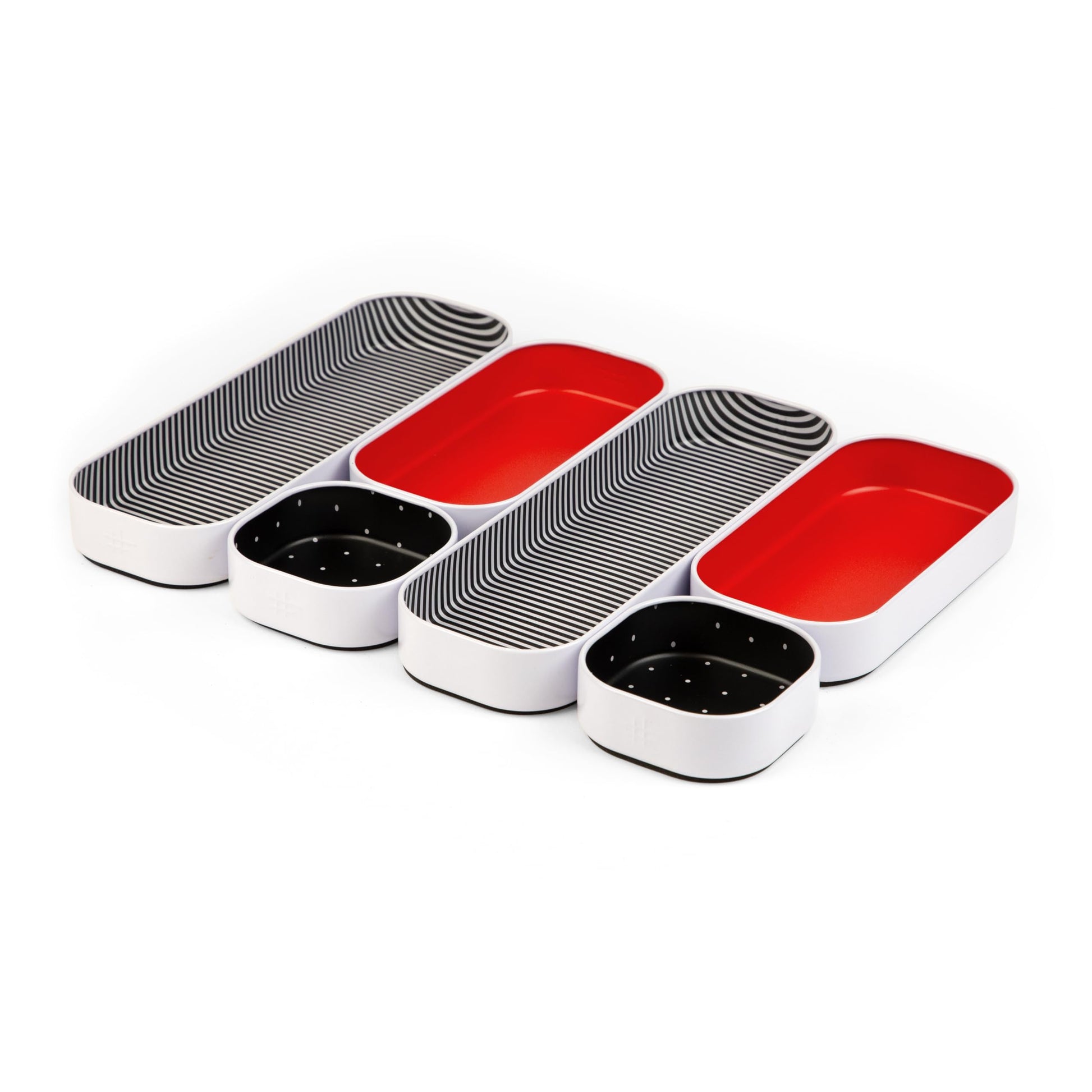 Three by Three Seattle Metal Drawer Organizer Tray Set, 6-Pc, 1" (Red)