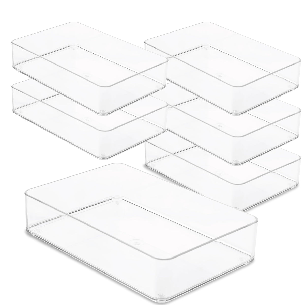 primebox Plastic Clear Drawer Organizers. Bathroom. Kitchen, Bedroom, Utensils, Office Organizer