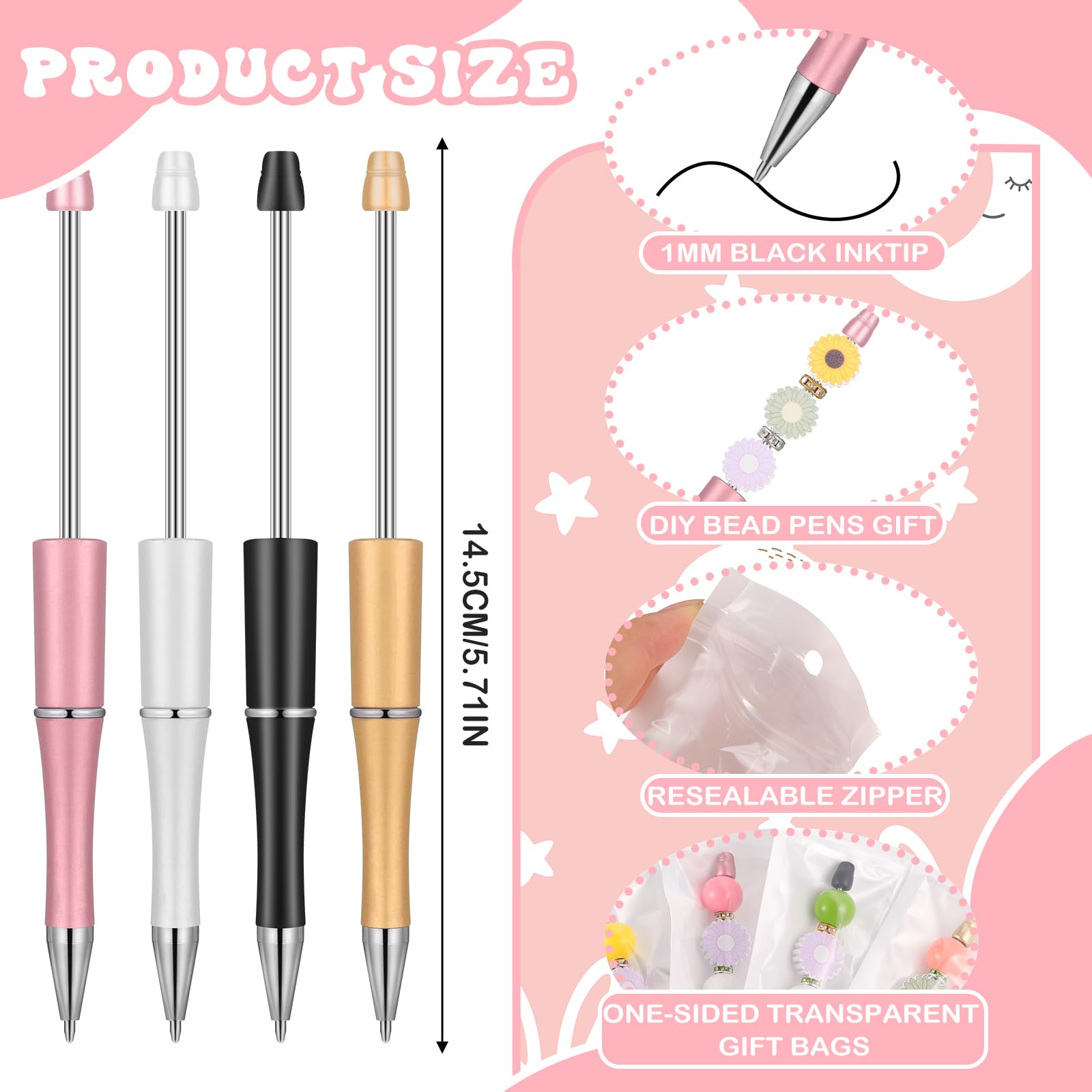 Colarr 197 Pcs Beadable Pens DIY Pen Making Kit, Daisy