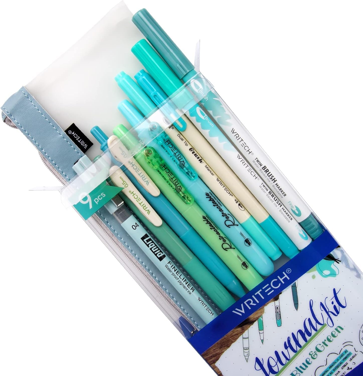 WRITECH Journaling Kit, Gel Ink Pens/Retractable Highlighters/Dual Tip Brush Pens/Fineliner Pens