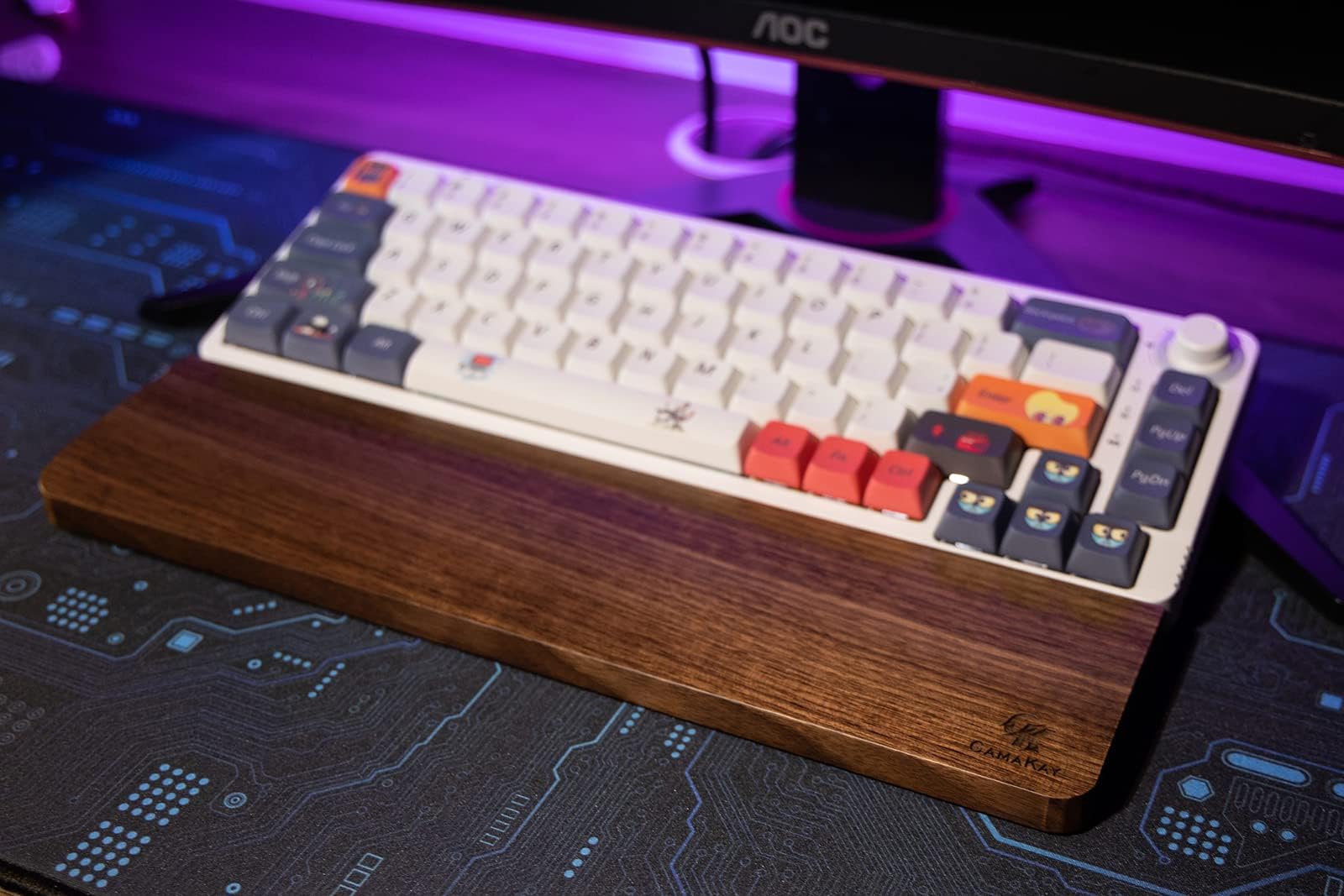 GamaKay Wooden Wrist Rest Pad, 12.8" Compact Walnut Wood Hand Wrist Rest