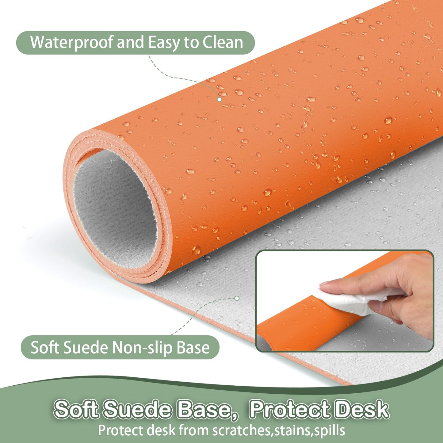 Boutilon Leather Desk Pad Protector,Non-Slip Mouse Pad,Laptop Desk Pad,Office Mouse Mat,Waterproof
