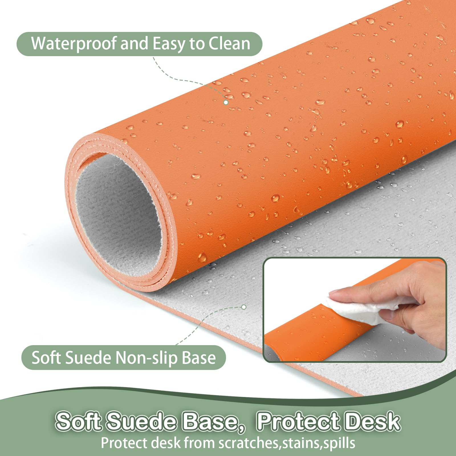 Boutilon Leather Desk Pad Protector,Non-Slip Mouse Pad,Laptop Desk Pad,Office Mouse Mat,Waterproof