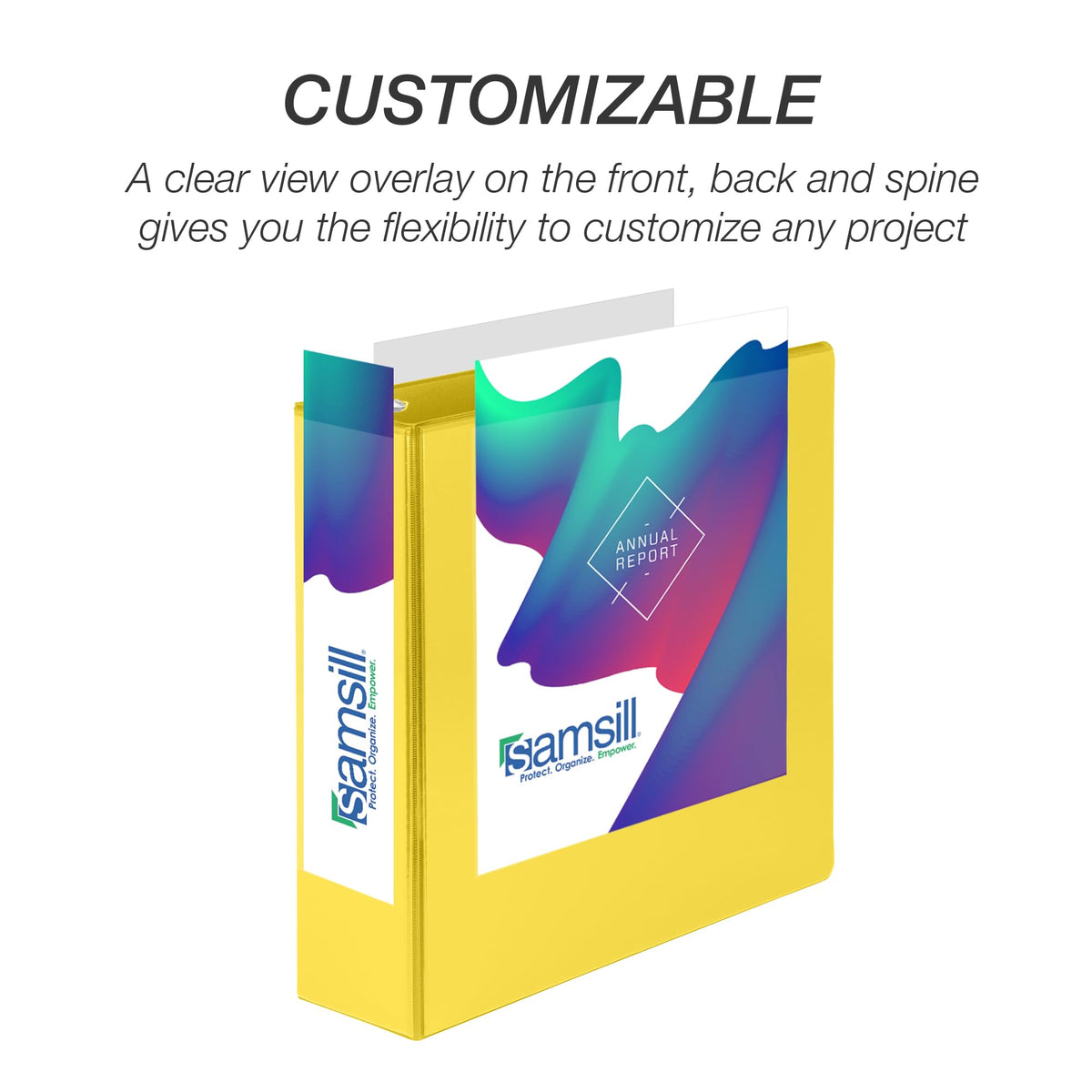 Samsill Durable 3 inch 3 Ring Binder, D Ring Binder, 100% Recycled Chipboard, Yellow