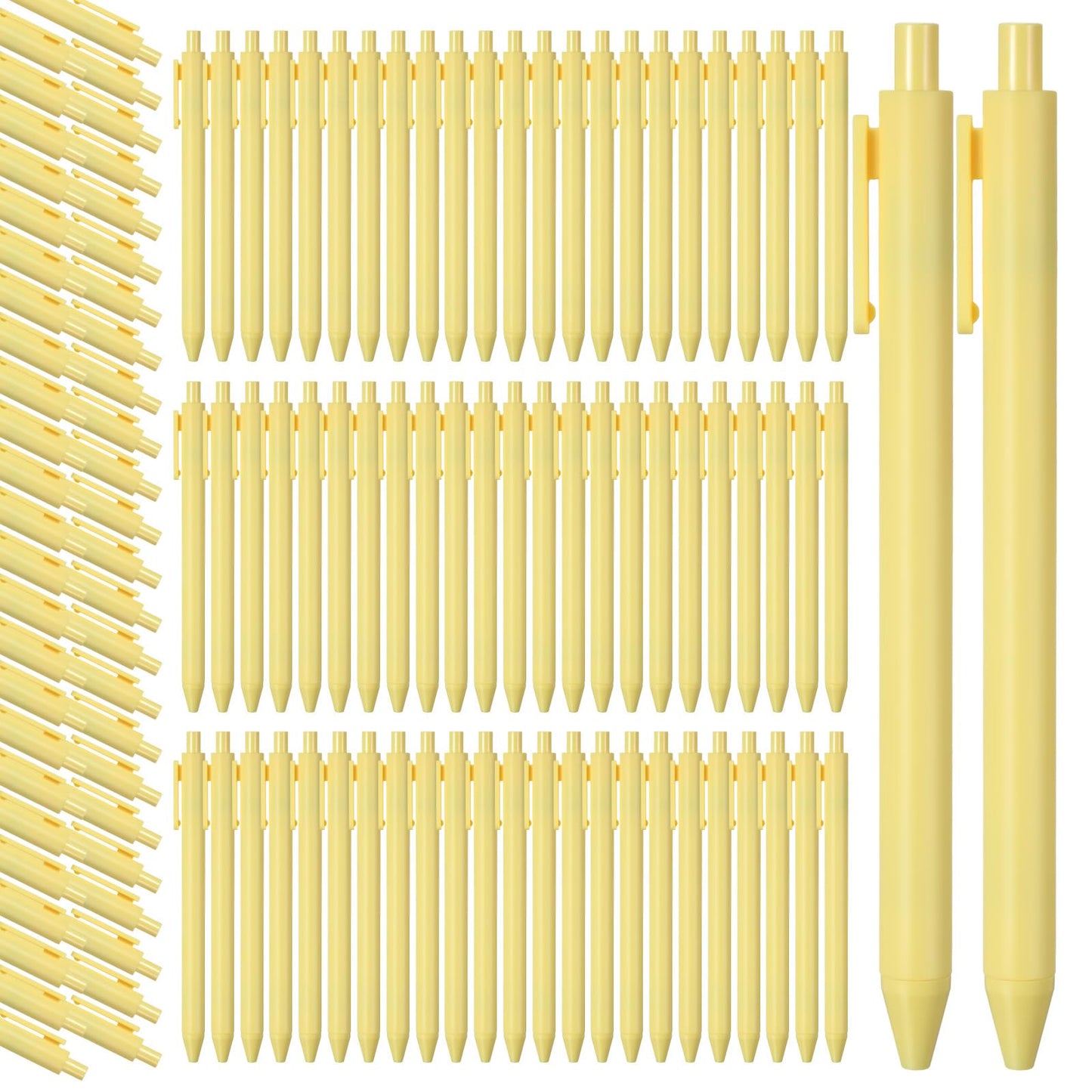 Fulmoon 50 Pcs Cute Pens Retractable 1.0mm, Light Yellow Black Ink