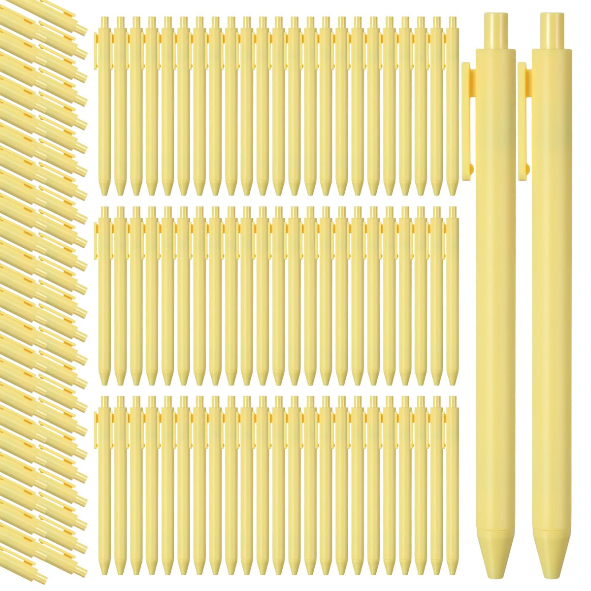Fulmoon 50 Pcs Cute Pens Retractable 1.0mm, Light Yellow Black Ink