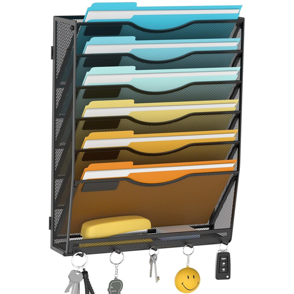 Delifox 7 Tier Hanging Wall File Holder Wall Mount Paper Folder Organizer