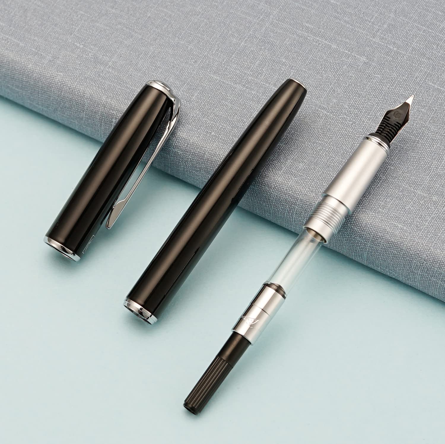 erofa Picasso 916 Black Fountain Pen with Gift Box Writing Pen Set Medium Nib 0.7mm for Office
