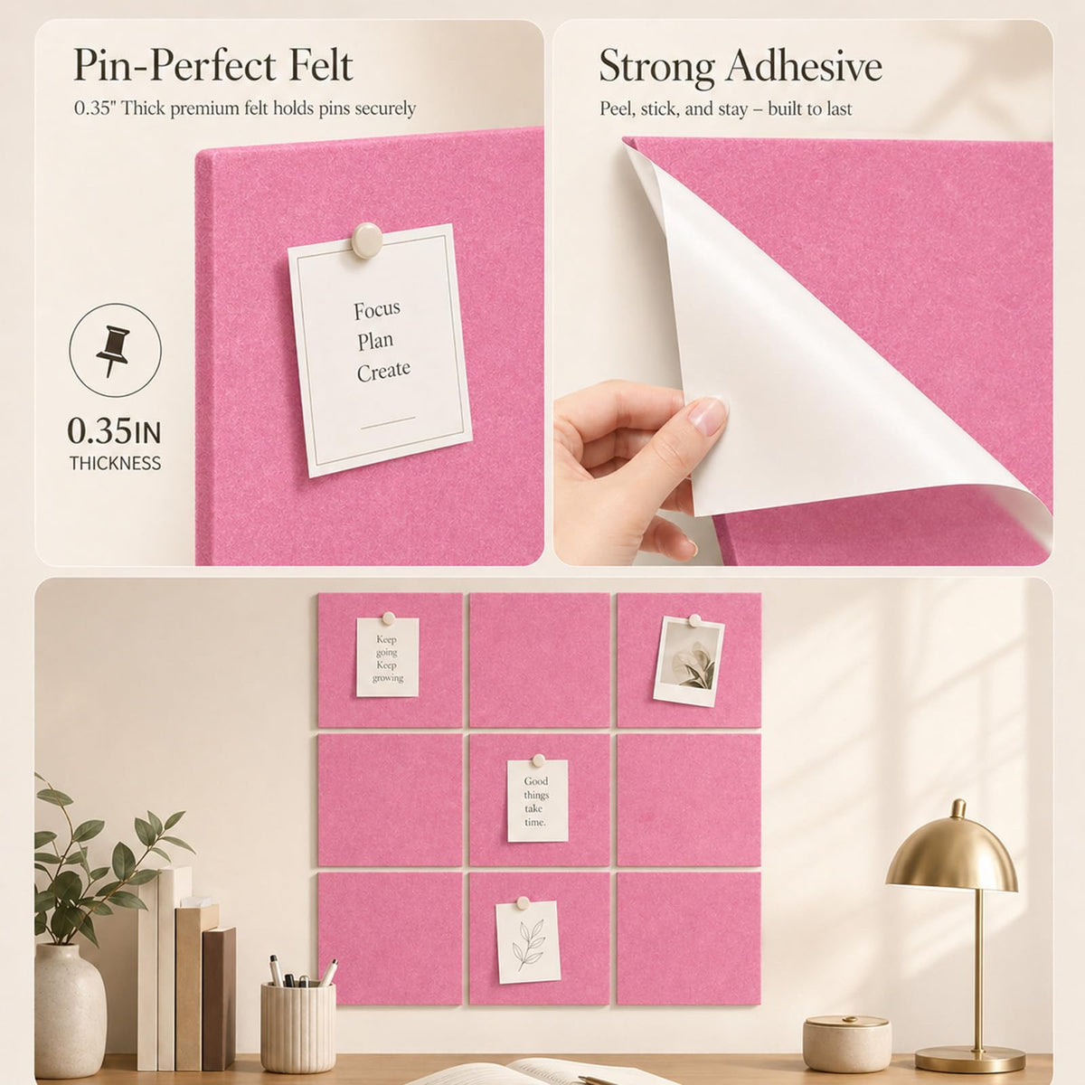 Baysola Felt Bulletin Board Tiles, Cork Board Alternative, 48 x 36 in