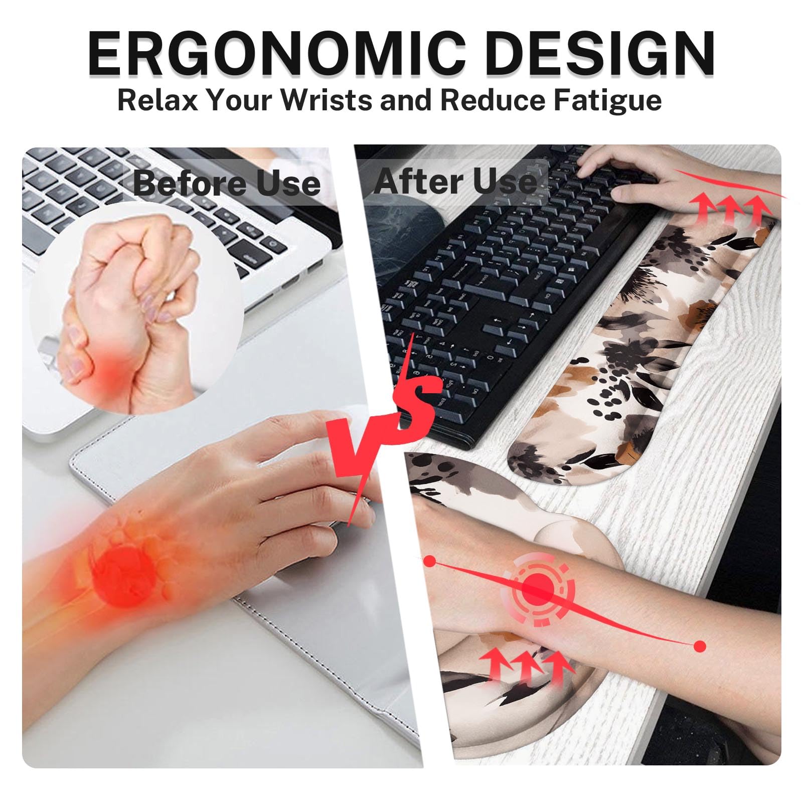 Britimes Ergonomic Mouse Pad Set with Wrist Rest, Boho Tribal
