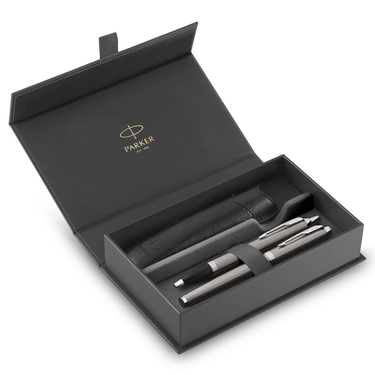 Parker IM Duo Pen Gift Set | Fountain Pen, Ballpoint Pen & Pen Pouch | Stainless Steel Finish with