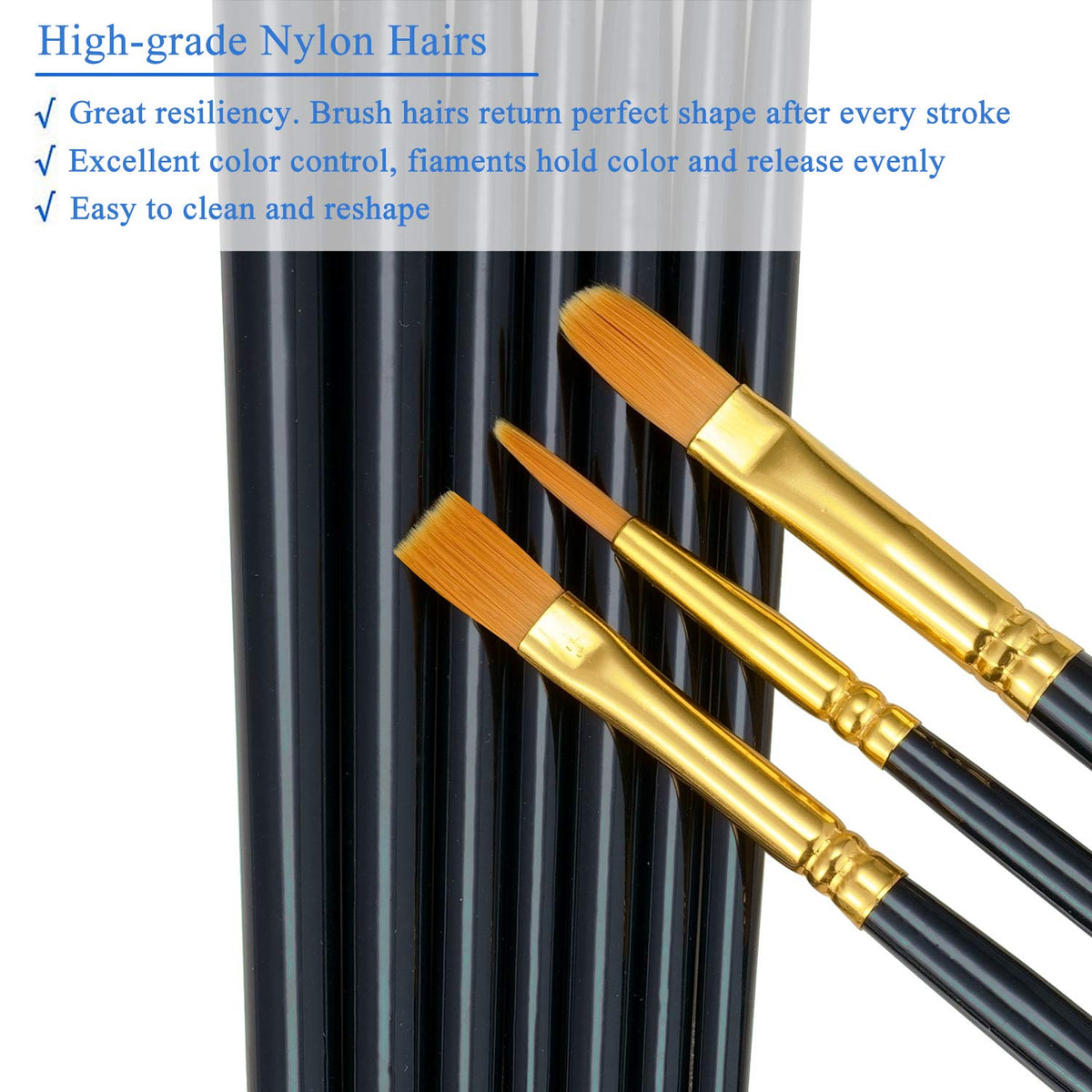 BOSOBO Paint Brushes Set, 10 Pack 100 Pcs Round Pointed Tip Paintbrushes Nylon Hair Artist Acrylic