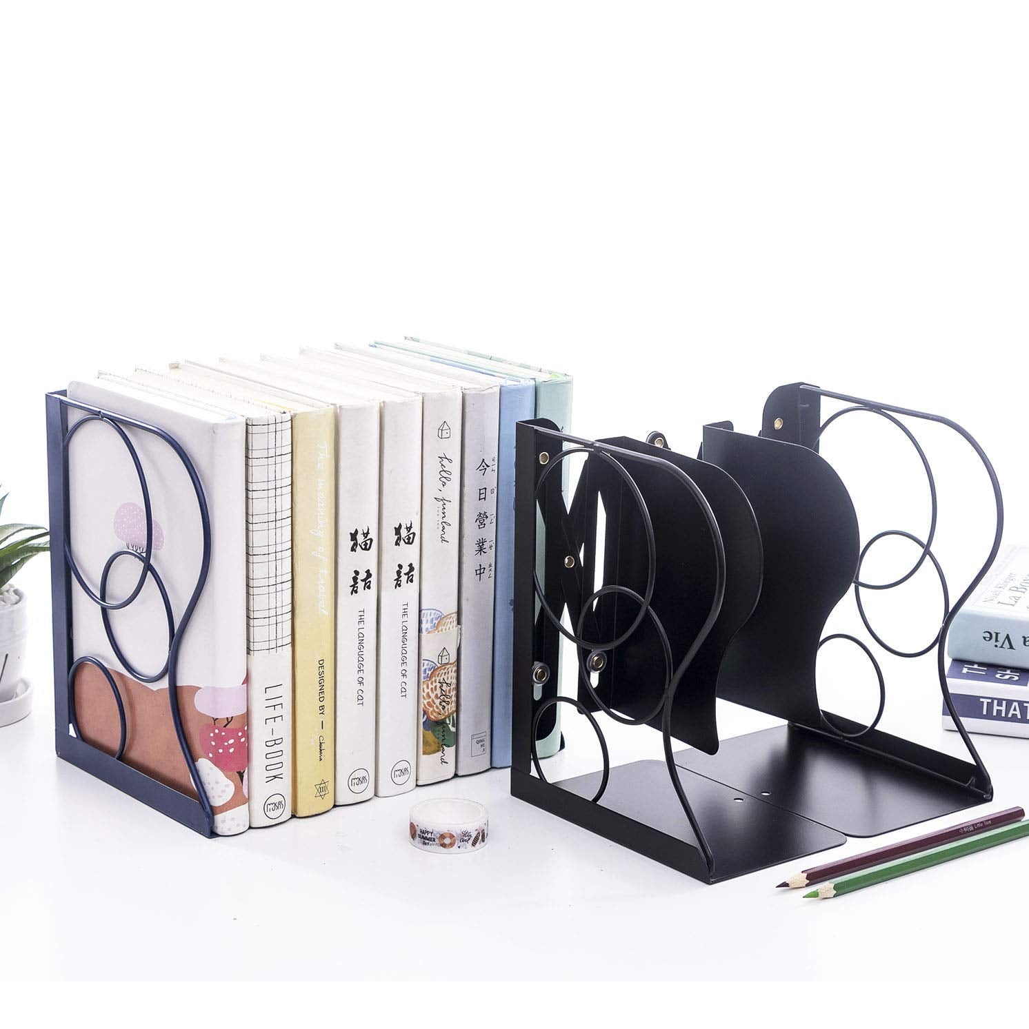 Adjustable Bookends Metal Book Ends for Heavy Book Holder