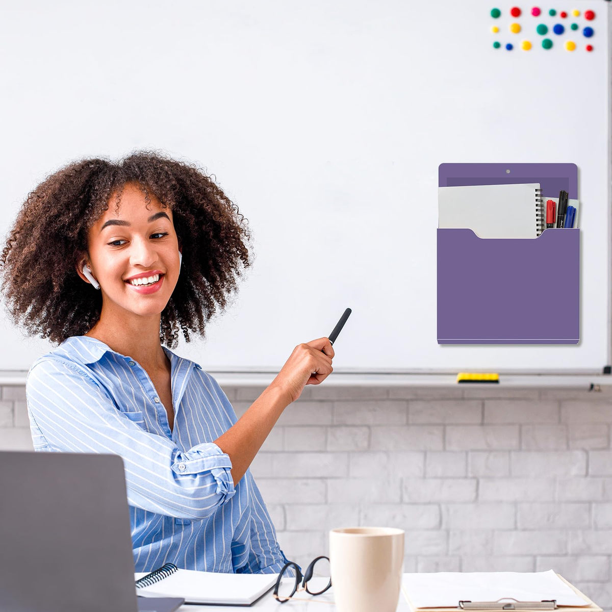 Fuutreo Magnetic Wall File Holder,6pcs,Violet Color,Vertical-large