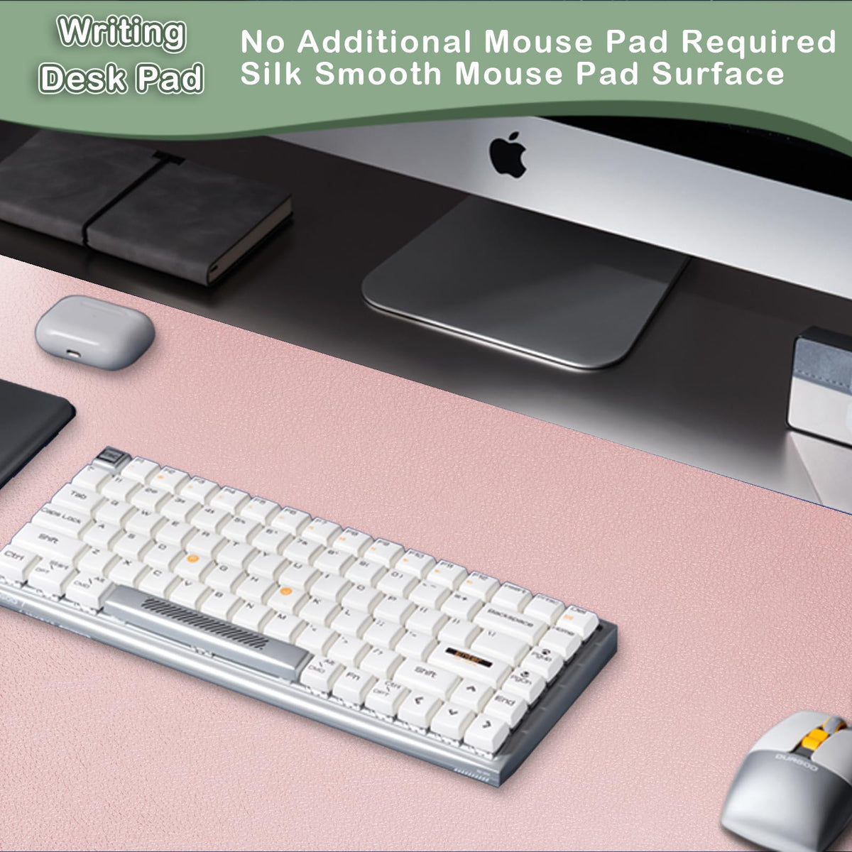 Boutilon Leather Desk Pad Protector,Non-Slip Mouse Pad,Laptop Desk Pad,Office Mouse Mat,Waterproof